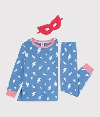 Pyjama verkleedkostuum superheld/superheldin unisex PETIT BATEAU blauw Pyjama verkleedkostuum superheld/superheldin unisex PETIT BATEAU blauw