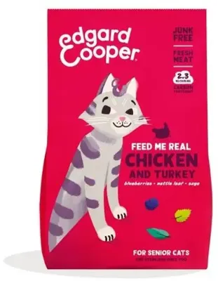 Edgard & Cooper graanvrij kip en kalkoen senior kattenvoer 2kg