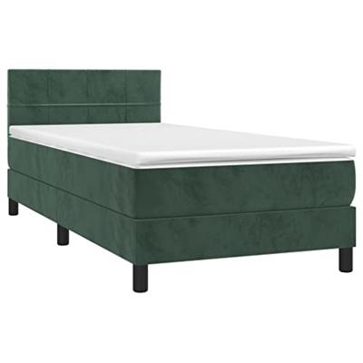 Boxspring met matras en LED fluweel donkergroen 100x200 cm