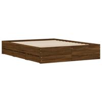 Bedframe met lades bewerkt hout bruin eikenkleur 140x190 cm - thumbnail