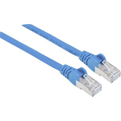 Intellinet 740609 RJ45 Netwerkkabel, patchkabel CAT 6A S/FTP 0.25 m Blauw Folie afscherming, Afscherming gevlochten, Afgeschermd, Halogeenvrij 1 stuk(s)
