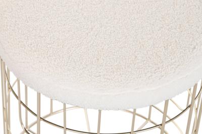 Voetensteun DKD Home Decor Beige Gouden Metaal Polyester Wit Modern (38 x 38 x 44 cm) (35 x 35 x 40 cm)