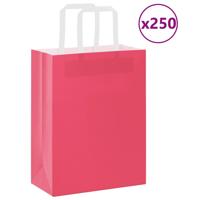 VidaXL Papieren zakken 250 st met hengsels 21x11x28 cm roze - thumbnail