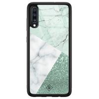 Samsung Galaxy A50 glazen hardcase - Minty marmer collage - thumbnail