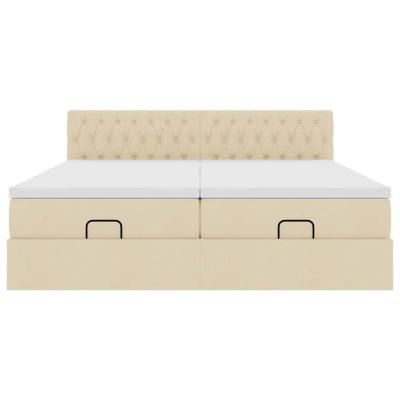 Ottoman bed met matrassen 180x200cm stof crèmekleurig