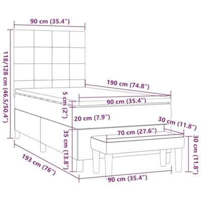 Boxspring met matras stof taupe 90x190 cm