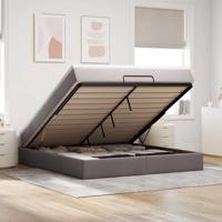 Ottoman bed met matras 160x200cm stof taupe - thumbnail