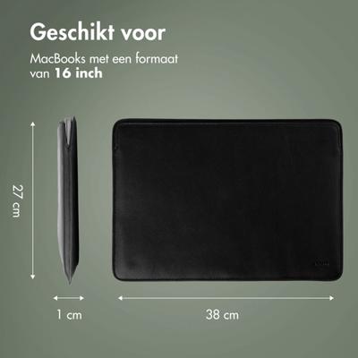 Accezz Leather hoes voor MacBook 16 inch Laptop sleeve Zwart Accezz Leather hoes voor MacBook 16 inch Laptop sleeve Zwart