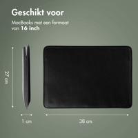 Accezz Leather hoes voor MacBook 16 inch Laptop sleeve Zwart - thumbnail