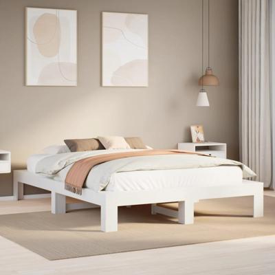 Bedframe zonder matras massief grenenhout wit 140x190 cm