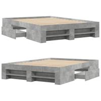 Bedframe bewerkt hout betongrijs 140x200 cm - thumbnail