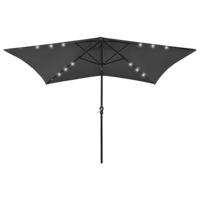 VidaXL Parasol met led's en stalen paal 2x3 m antracietkleurig - thumbnail