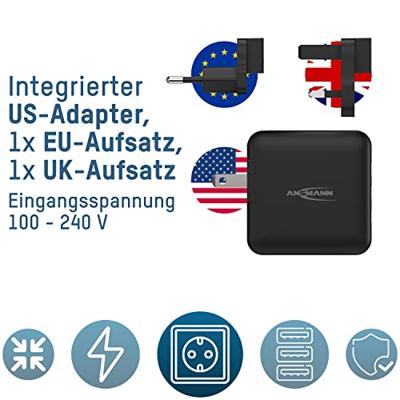 Ansmann Travel Charger TC315 USB-oplader 15 W 3x USB-A Zwart Binnen - thumbnail