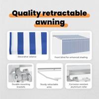 VidaXL Inklapbaar zonnescherm blauw en wit 300 x 200 cm - thumbnail