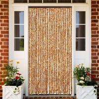 Vliegengordijn 100x220 cm chenille oker en wit - thumbnail