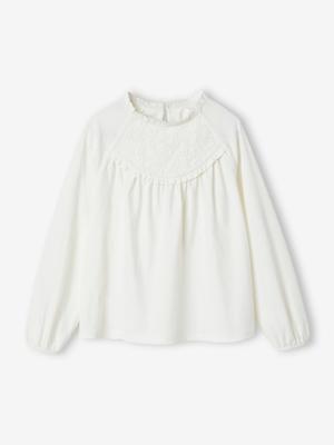 Shirt van Engels borduurwerk voor meisjes ecru Shirt van Engels borduurwerk voor meisjes ecru