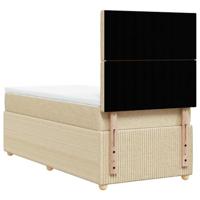 Boxspring met matras stof crèmekleurig 90x190 cm - thumbnail