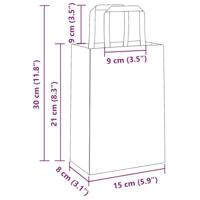 VidaXL Papieren zakken 250 st met hengsels 15x8x21 cm wit - thumbnail