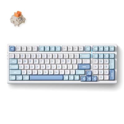MCHOSE G98 Pro Blue Flame Orange Wireless Tri-Mode Custom Mechanical, gaming toetsenbord (Wit/blauw, US lay-out, TTC Flame Orange, 98%, RGB, Hot swap, Double-Shot PBT, draadloos / Bluetooth / USB-C)