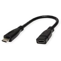 ROLINE USB 3.2 Gen 2 kabel, C-C, M/F, zwart, 0,15 m - thumbnail