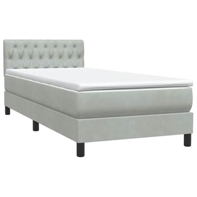 Boxspring met matras en LED fluweel lichtgrijs 80x220 cm