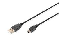 Digitus AK-300130-018-S USB-kabel USB 2.0 USB-A stekker, USB-mini-B stekker 1.80 m Zwart Rond, Afgeschermd (dubbel) - thumbnail