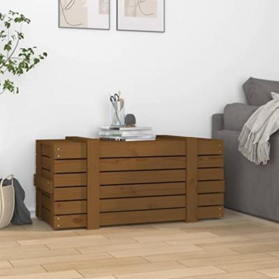VidaXL Opbergbox 91x40,5x42 cm massief grenenhout honingbruin VidaXL Opbergbox 91x40,5x42 cm massief grenenhout honingbruin