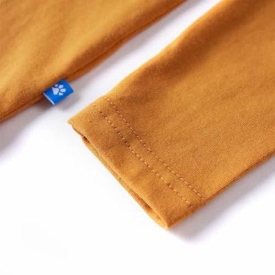 Kindershirt met lange mouwen wolvenprint 104 donkerokerkleurig - thumbnail
