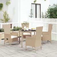 5-delige Tuinset met kussens poly rattan beige - thumbnail