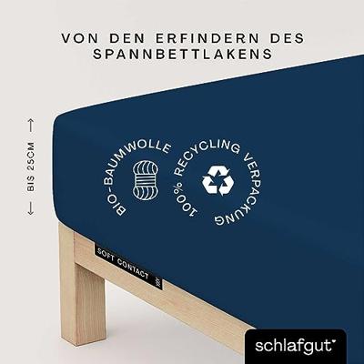 Schlafgut Schlafgut Soft Contact Jersey Flanel Hoeslaken M - 120x200 - 130x200 570 Blue Deep