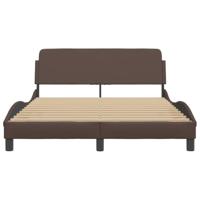 Bedframe met hoofdbord kunstleer bruin 140x200 cm - thumbnail