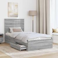 Bedframe met hoofdeinde Grijs Sonoma 90 x 200 cm Bewerkt hout - thumbnail