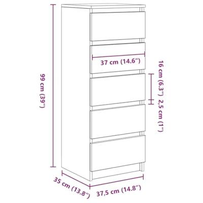Dressoir met lades 37,5x35x99 cm spaanplaat zwart eikenkleurig