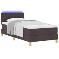 Boxspring bed met matras Donkerbruin 100 x 200 cm Stof - thumbnail