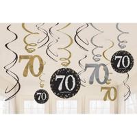 70 Jaar Hangdecoratie Swirlset Zilver/Goud - thumbnail