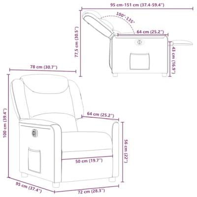 Fauteuil verstelbaar elektrisch stof taupe