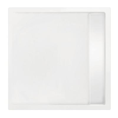 Douchevloer Xenz Easy Tray | 80x80 cm | Incl.Gootcover en Afvoersifon | Acryl | Vierkant | Wit glans