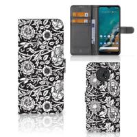 Nokia G50 Hoesje Black Flowers - thumbnail