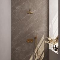 Gold Carving thermostatische inbouw regendouche set met 20 cm douchekop en handdouche (goud geborsteld) - thumbnail