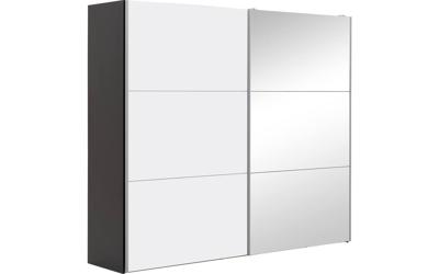 Goossens Kledingkast Easy Storage Sdk, 253 cm breed, 220 cm hoog, 1x 3 paneel schuifdeur li en 1x 3 paneel spiegel schuifdeur re