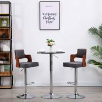 vidaXL Barkrukken 2 st gebogen hout en stof donkergrijs - thumbnail