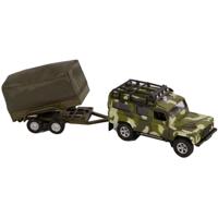 Kids Globe die-cast land rover met aanhanger leger, 27cm - thumbnail
