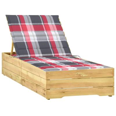 Ligbed met rood geruit kussen geïmpregneerd grenenhout