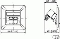 Metz Connect 130B12D21002-E Netwerkdoos Inbouw (in muur) Inzet met centraalstuk en frame CAT 6A 2 poorten Zuiver wit - thumbnail