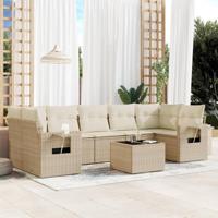 8-delige Loungeset met kussens poly rattan beige - thumbnail