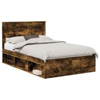 Bedframe met lade Gerookt eiken 135 x 190 cm Massief grenenhout - thumbnail