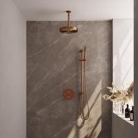 BRAUER Stripe Thermostatische Inbouw Regendouche - 3-weg - rond - SET 45 - 25cm douchekop - plafondarm - staaf handdouche - doucheslang - geïntegreerde glijstang - koper geborsteld PVD 5-GK-453 - thumbnail