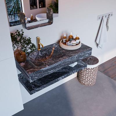 MONDIAZ ALAN-DLUX 100cm planchet Lava. Vrijhangende wastafel CLOUD links 1 kraangat, kleur Lava. MONDIAZ ALAN-DLUX 100cm planchet Lava. Vrijhangende wastafel CLOUD links 1 kraangat, kleur Lava.