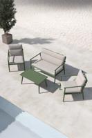 Nohr Loungeset 'Filemon' Met bank, 2 loungestoelen en tafel, kleur Beige/Groen - thumbnail