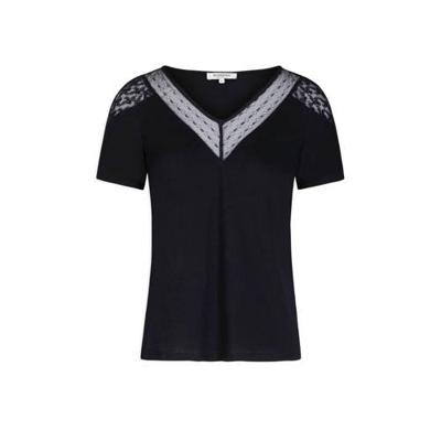 Morgan semi-transparante kanten top met kant marine